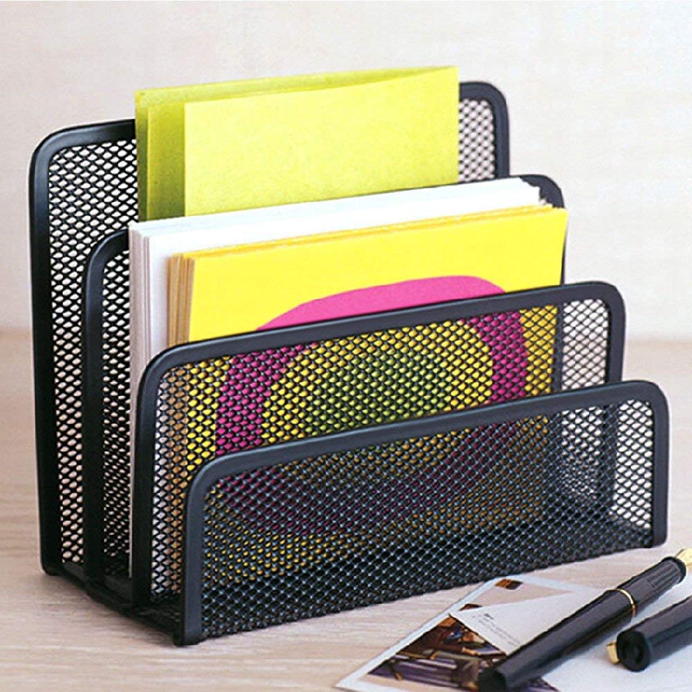 Desk Mail Organizer Small File Holders Letter Organizer Metal Mesh ...