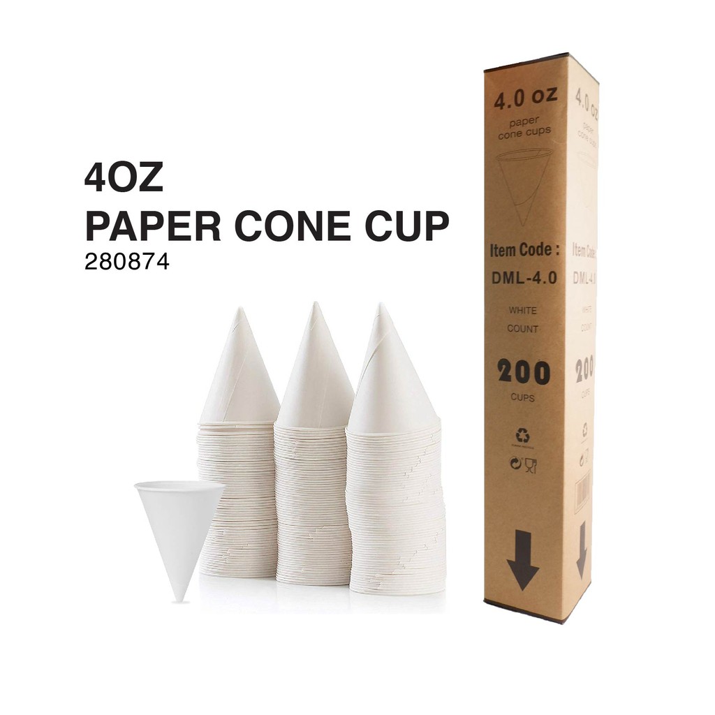 Disposable 4oz Paper Cone Cups _ 200PCS | Shopee Malaysia