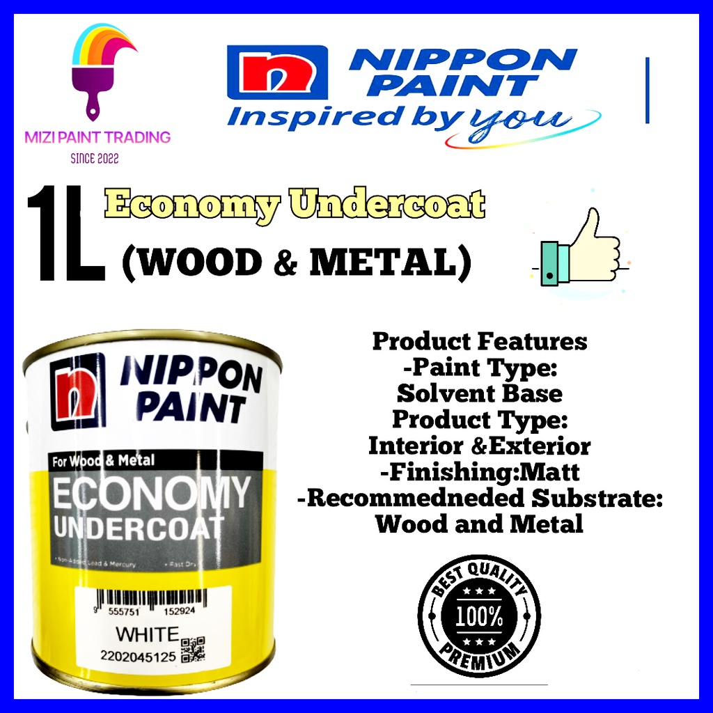 1L Nippon Economy Undercoat Paint White Colour For Wood & Metal Cat