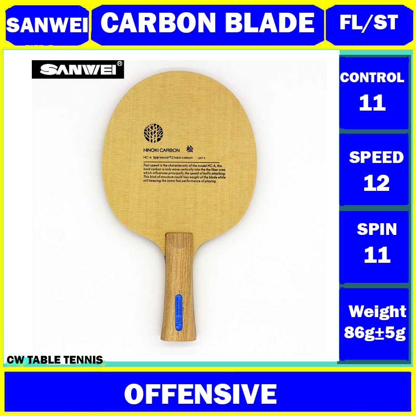 SANWEI HC6S Hinoki Carbon Table Tennis Blade/ ping pong blade/ table