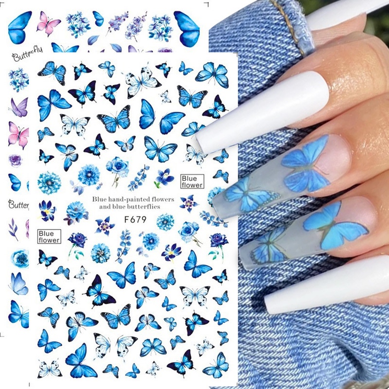 1 Sheet Pack Nail Foils / Butterfly Rose Flower Pattern Paper Nails ...