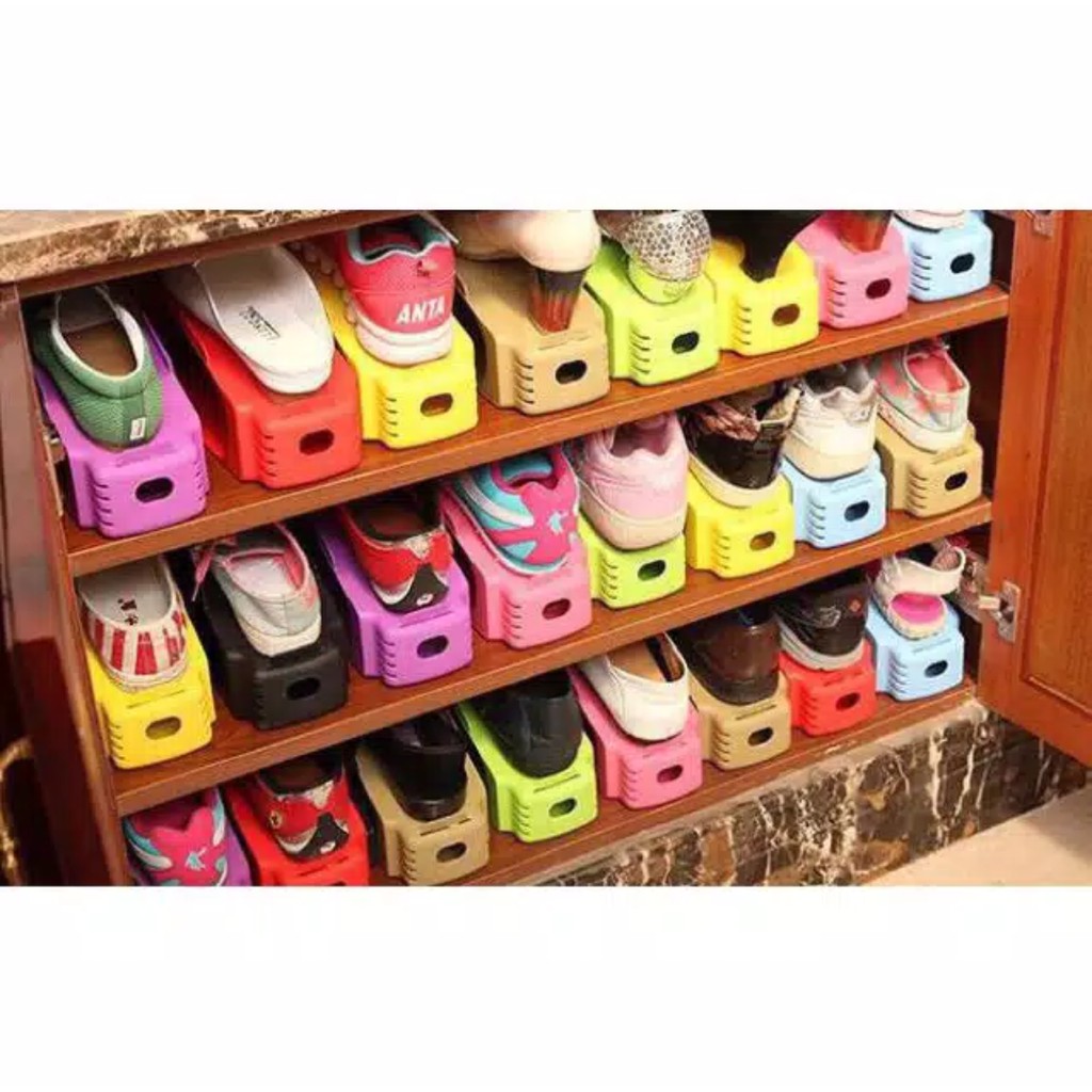 Tiered Shoe Rack, Space Saving and Neat Stacking Shoe Rack, Multi ...