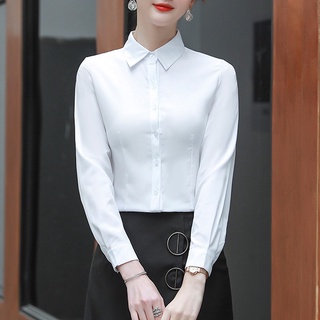 Ready Stock Women Casual Blouse Formal Long Shirt Black White Tops