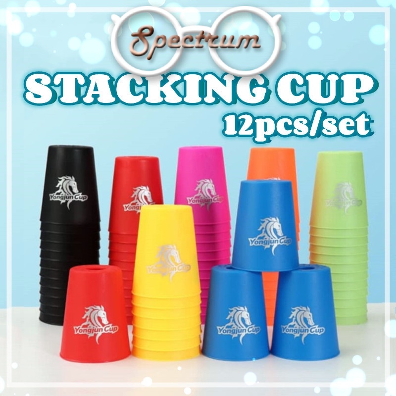(12pcs/set) Speed Stacking Cup Quick Stacks Cup Professional Flying Cup ...