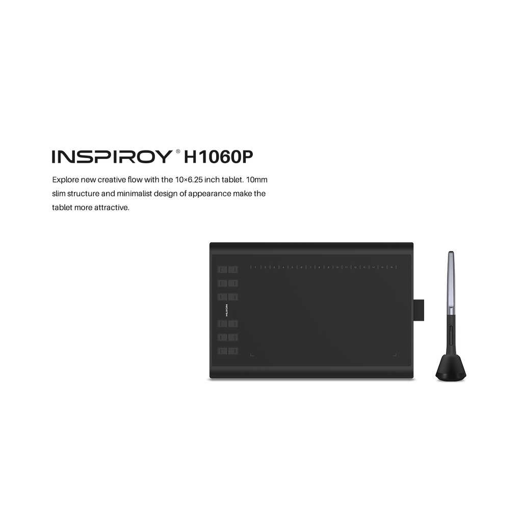 Produktbild von HUION Inspiroy H1060P Grafiktablett Mit 10 X 6,25 Zoll
