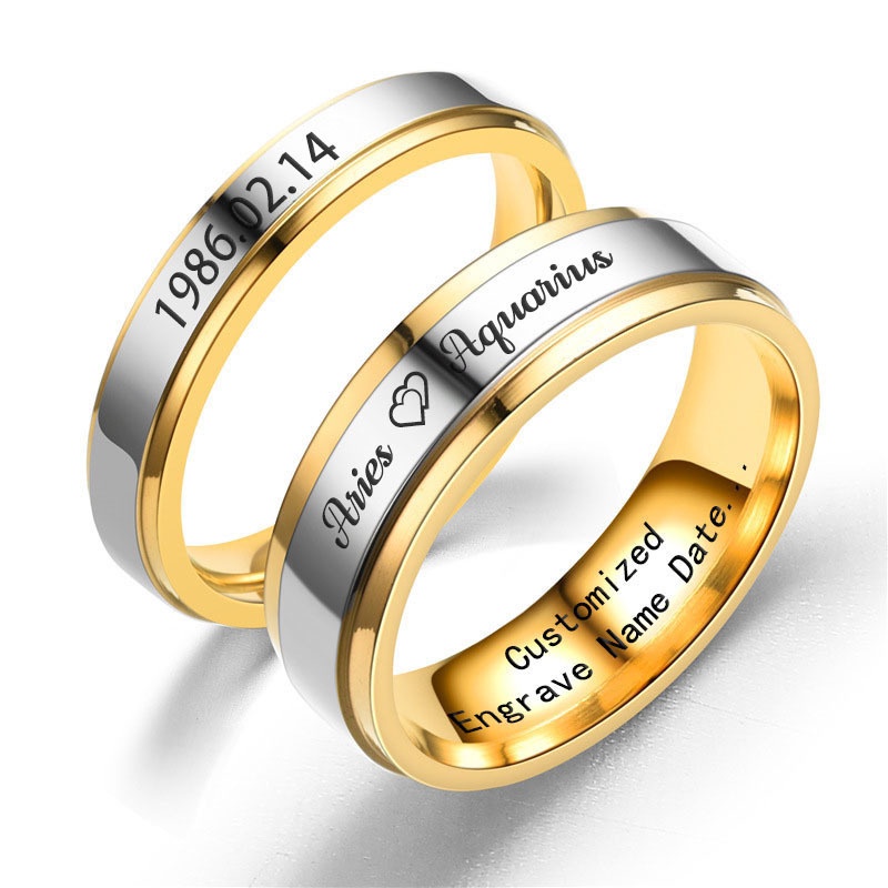 Name engraved deals couple rings