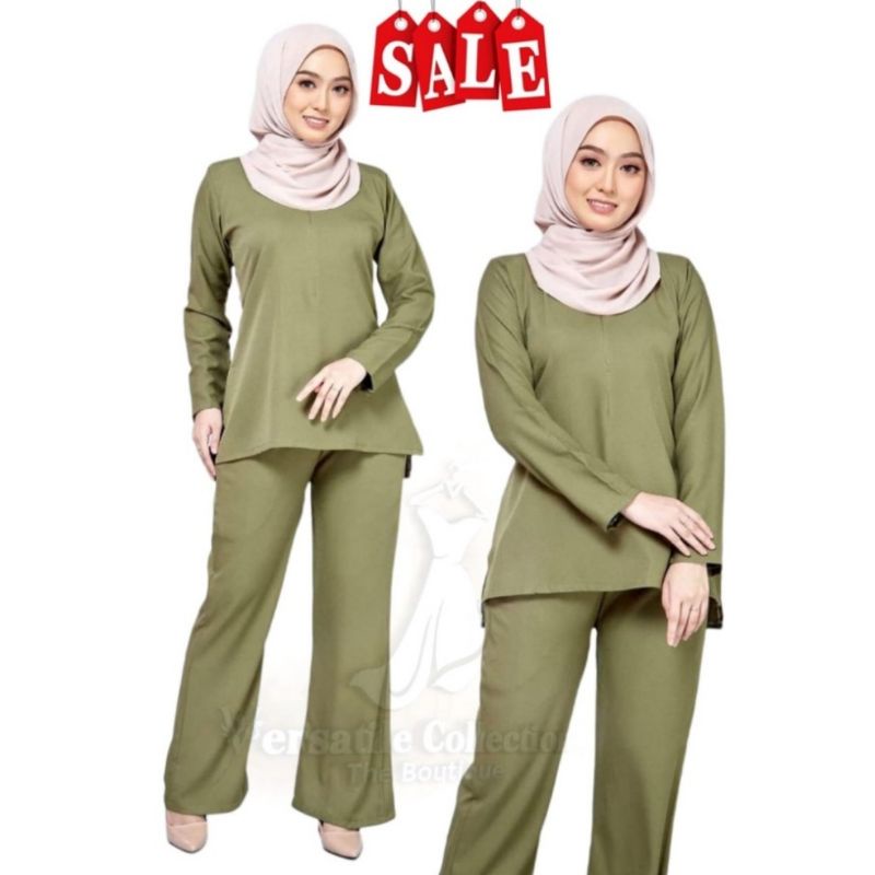SUIT MUSLIMAH BASIC BLOUSE DAN SELAUR SET WARDA | Shopee Malaysia