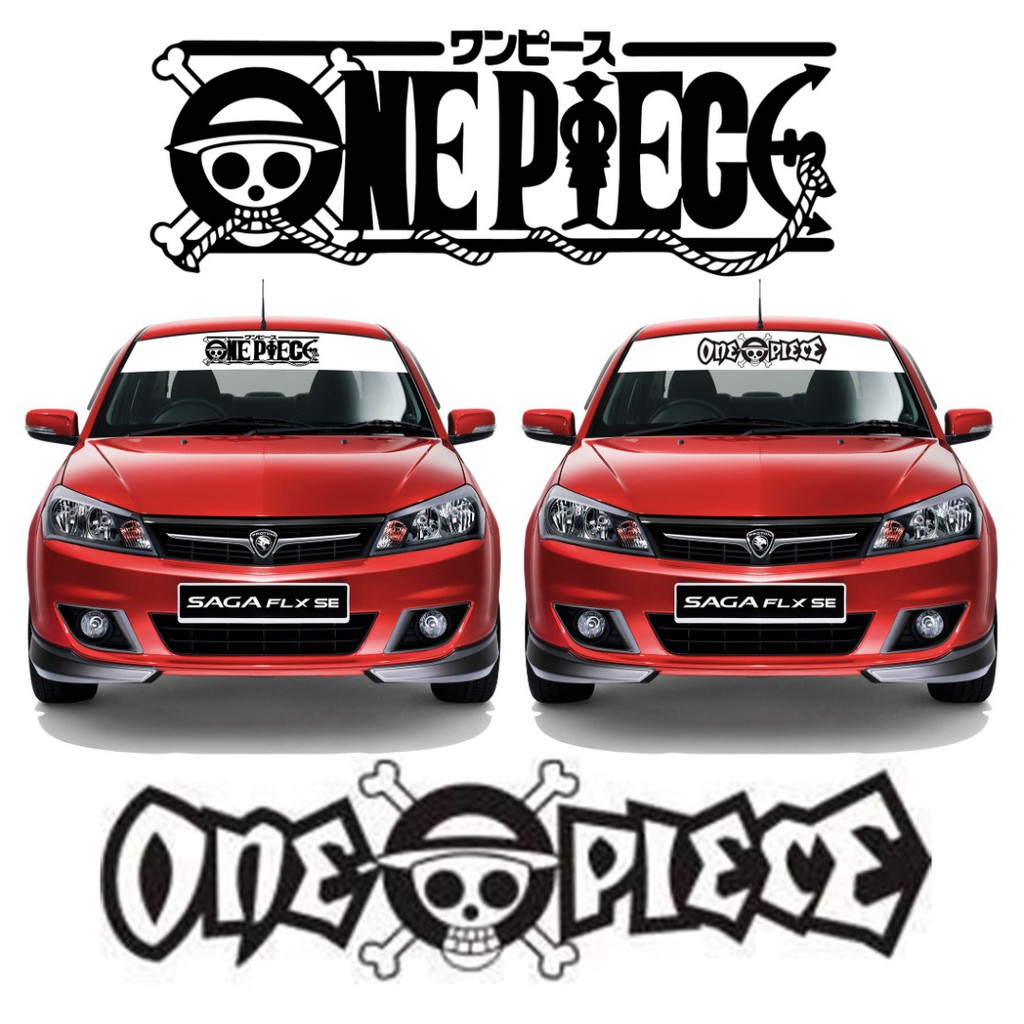 Sticker Windscreen Sticker Cermin Depan Design One Piece Boleh Tukar Warna Background And Logo 5748