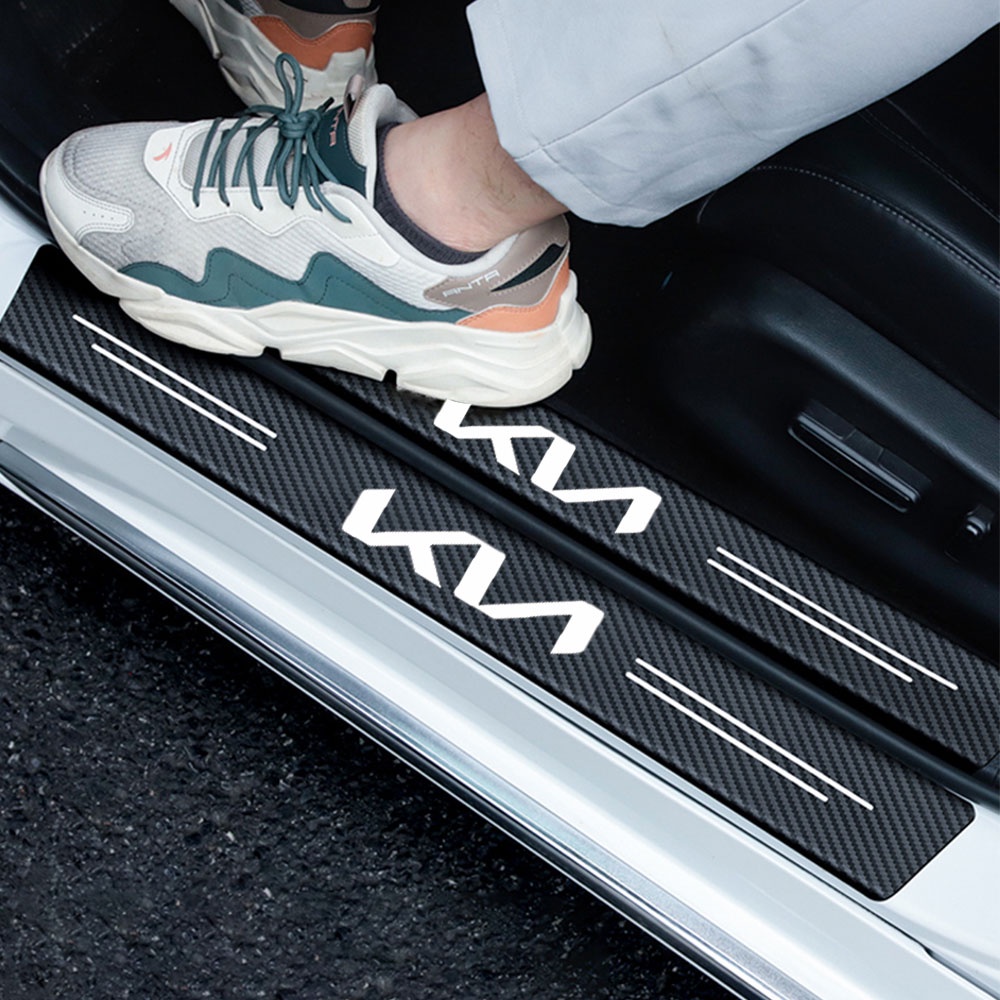 4pcs Car Door Sill Plate Sticker For KIA Sorento Stinger Stonic Concept Optima Forte Ray