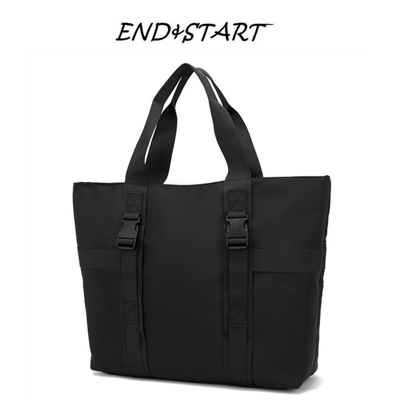 E & S Nylon WaterRepellent Men's Handbag LargeCapacity Tote Bag Solid