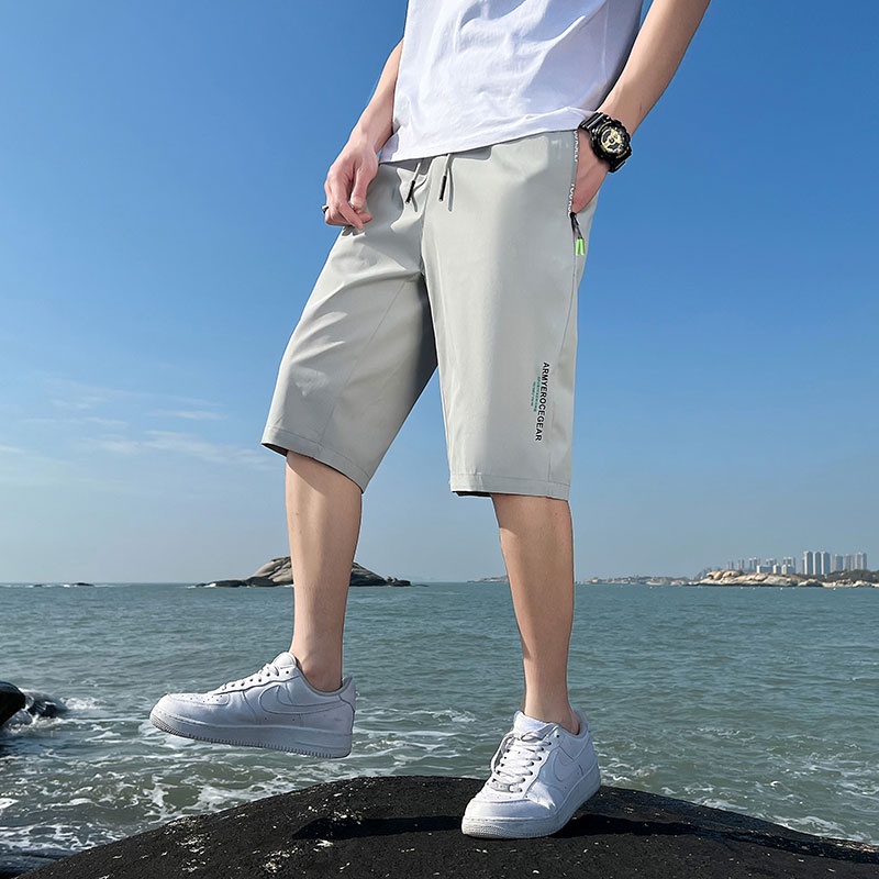 Three Quarter Pants Men 3 Quarter Pants Fashion Print Casual