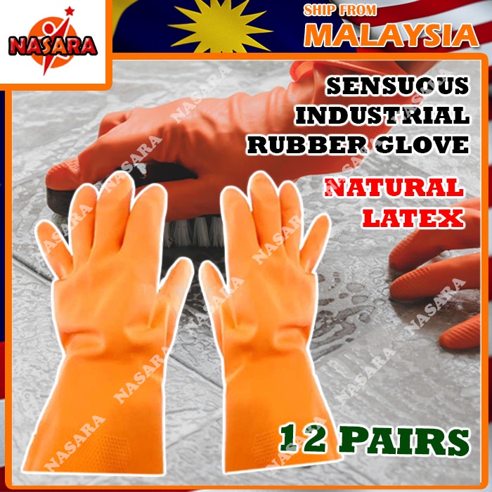 NASARA SENSUOUS ORANGE INDUSTRIAL RUBBER HAND GLOVE NATURAL LATEX