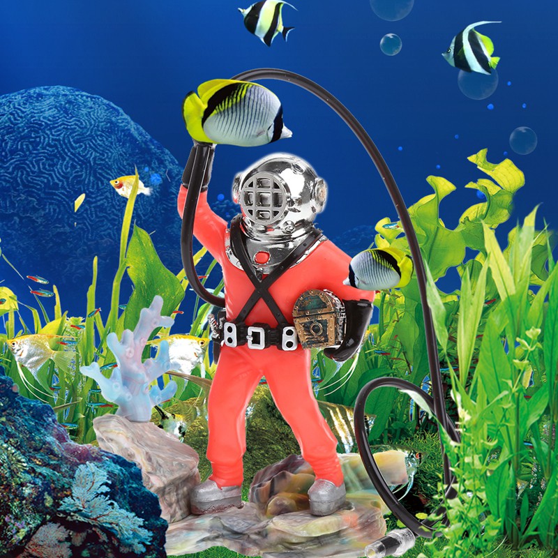 Fishtank Diver Decor Portable Reusable Artificial Underwater