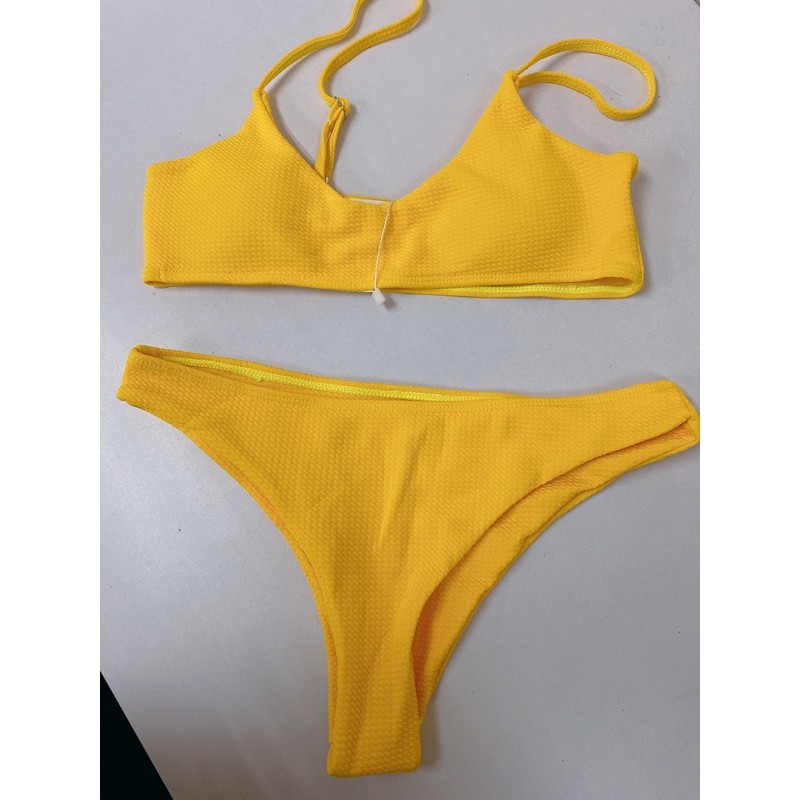 New !! Unworn ReadyStock Women Yellow Ribbed Bralette Spaghetti Strap ...