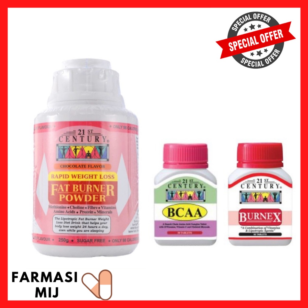 21ST CENTURY RAPID WEIGHT LOSS FAT BURNER POWDER 250G + BURNER 10TABS