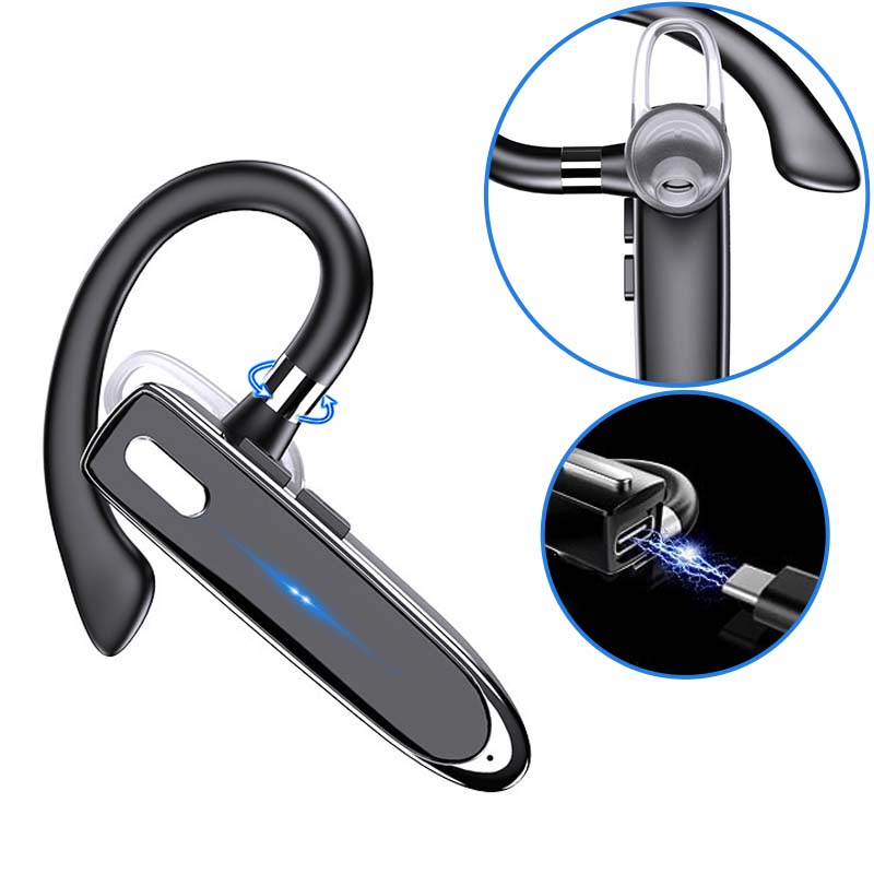 KKPLZZ YYK-520 Bluetooth-headset, kabelloos oortje met batterijindicatie, oplaadkoffer, Bluetooth-hoofdtelefoon met ruisonderdrukking voor in het kantoor en tijdens het rijden