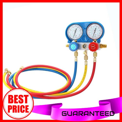 Car Air Conditioning Refrigerant Freon Double Valve Pressure Gauge
