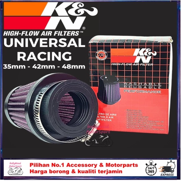 UNIVERSAL 35mm 42mm 48mm K&N RACING AIR FILTER NO.1 REUSABLE & WASHABLE ...