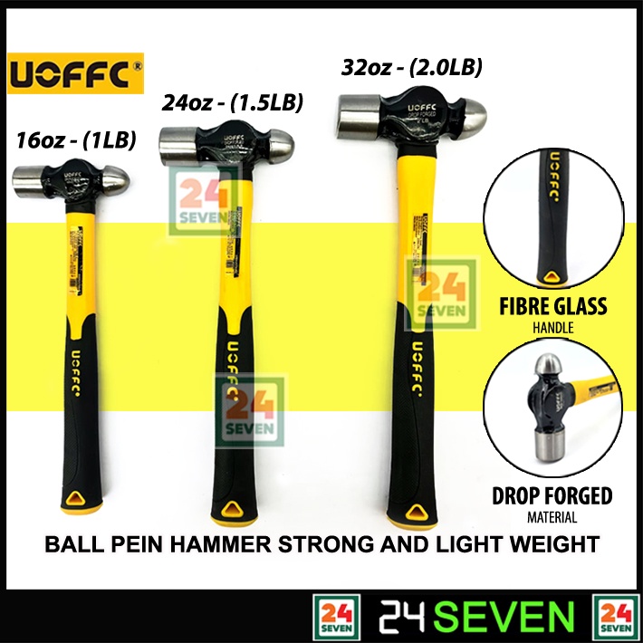 UOFFC Ball Pein Hammer Drop Fiberglass Handle Ball Pein Hammer