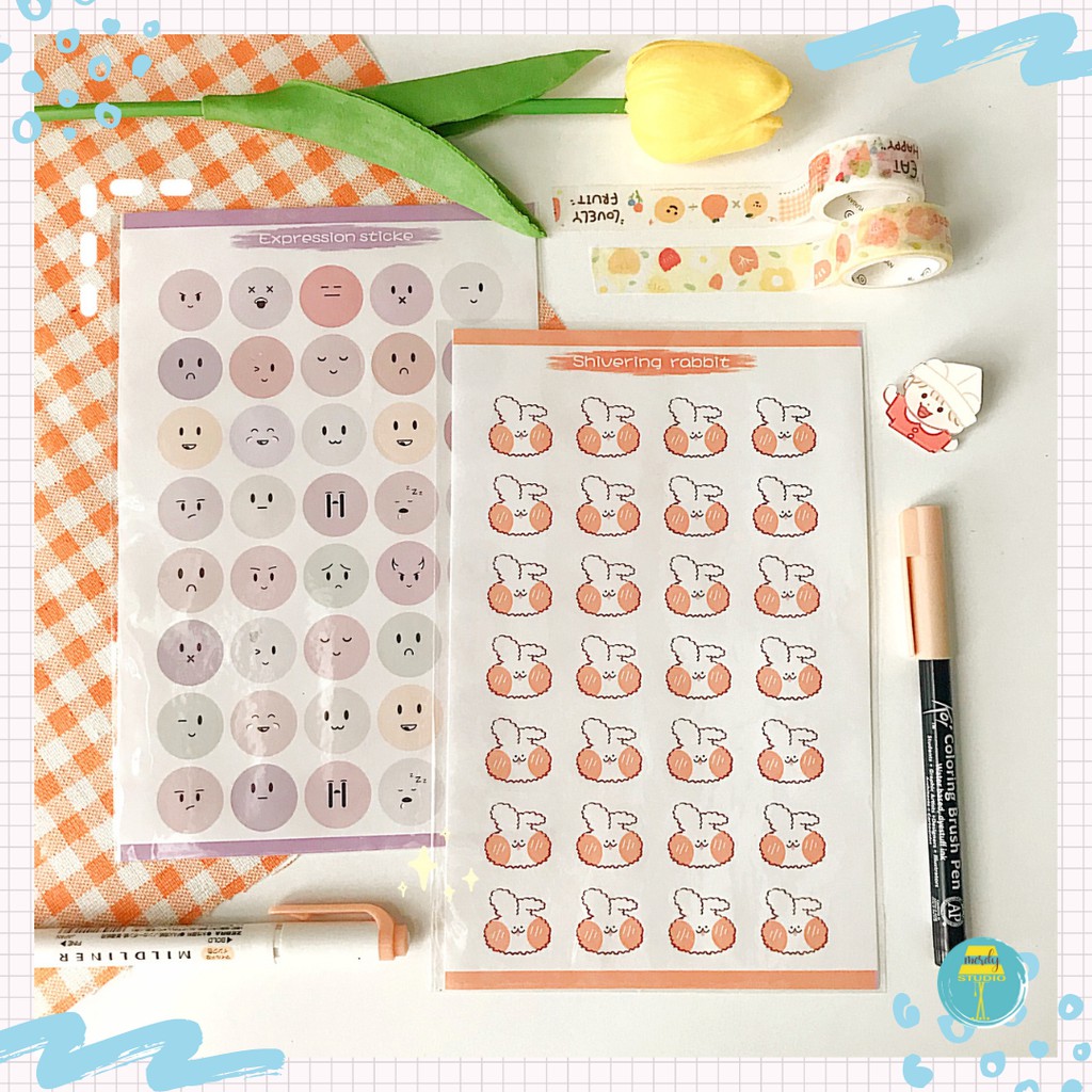 Cute rabbit and emoji stickers | Shopee Malaysia