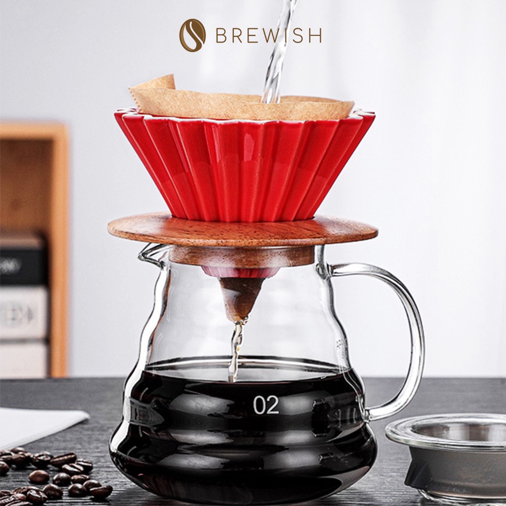 BREWISH Barista 700mL Coffee Ceramic Pour Filter Inspired V60 Hario