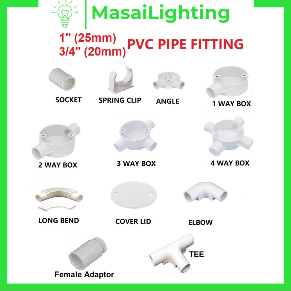 Conduit Pipe Fitting Accessories PVC 20mm 25mm 1 2 3 4 Way Tee Elbow