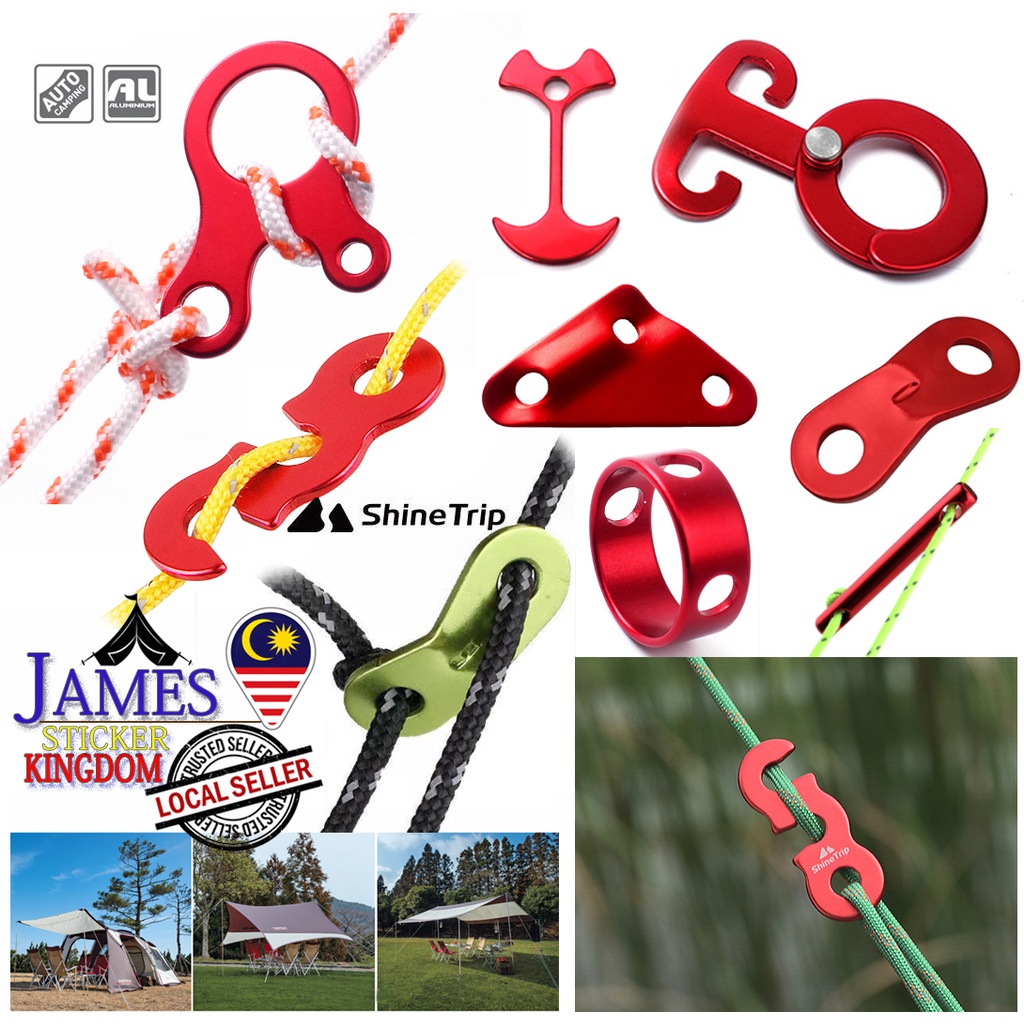 Rope Stopper Tensioner Adjuster Buckles Aluminium Tent Nail Flysheet ...