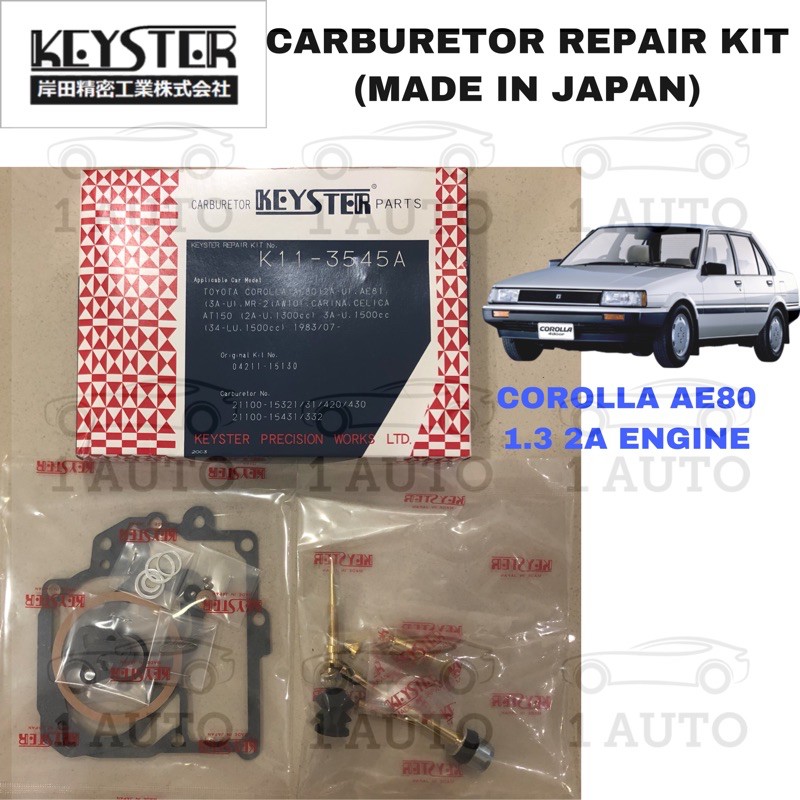 (MADE IN JAPAN) KEYSTER CARBURETOR REPAIR KIT TOYOTA COROLLA AE80 1.3