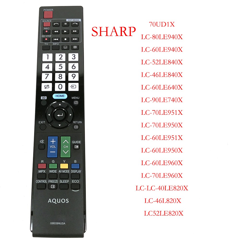 FOR Sharp Aquos LCD LED TV Remote Control GB039WJSA LC-70UD1X LC