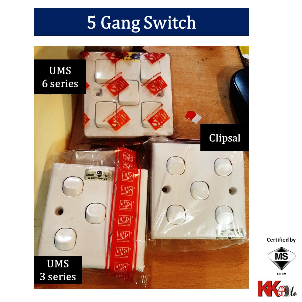 (SIRIM) 5 Gang Switch 5Gang switches 5 switches socket 5 button ...