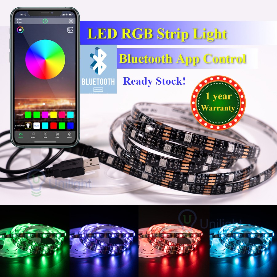 2-3M RGB Strip Light 5050 LED dengan Bluetooth App control 5V USB untuk ...