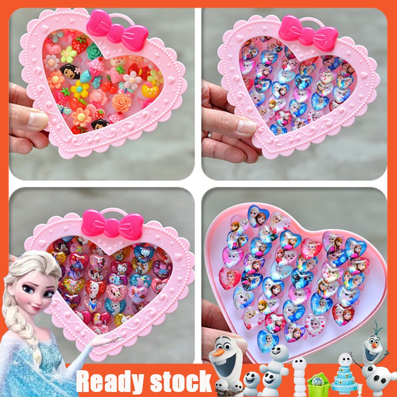 Resin Frozen Princess Children Rings Kindergarten Little Girl Plastic