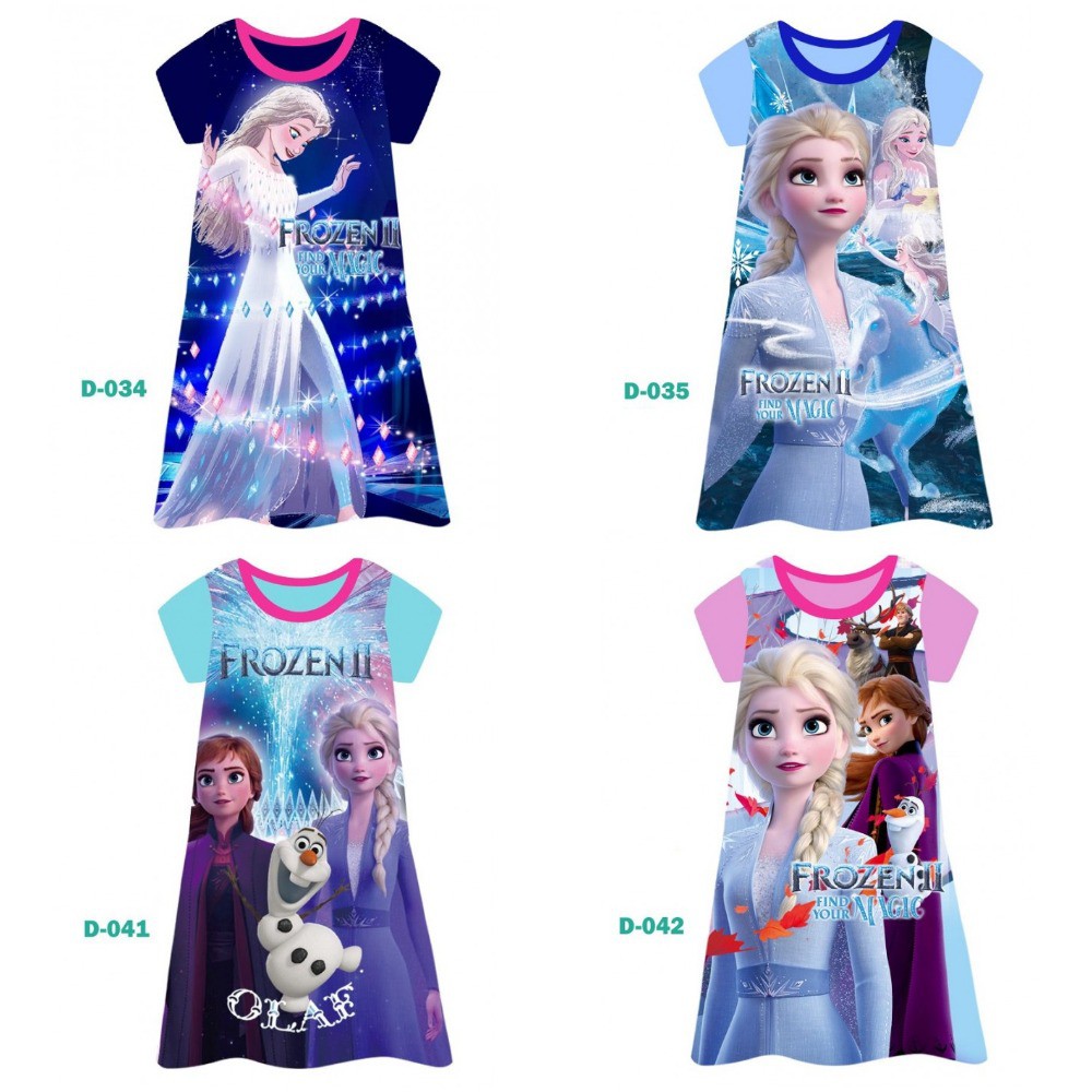 Ailubee PRINCESS ANNA ELSA FROZEN Pyjamas / Sleepwear Long Dress Short ...