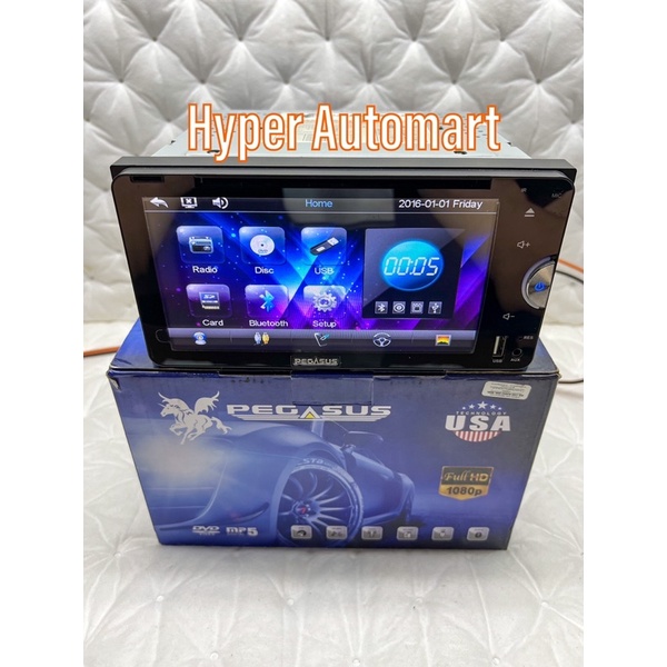 Pegasus Car Dvd Mp Player Double Din Usb Fm Bluetooth Aux Sd Universal Kereta Peroton Perodua