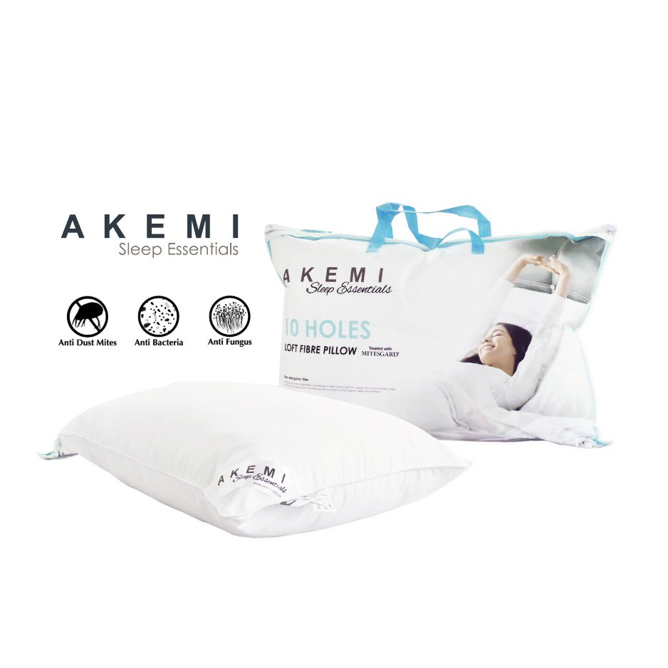 Original 10 Holes AKEMI Sleep Essentials Pillow Loft Fibre Shopee