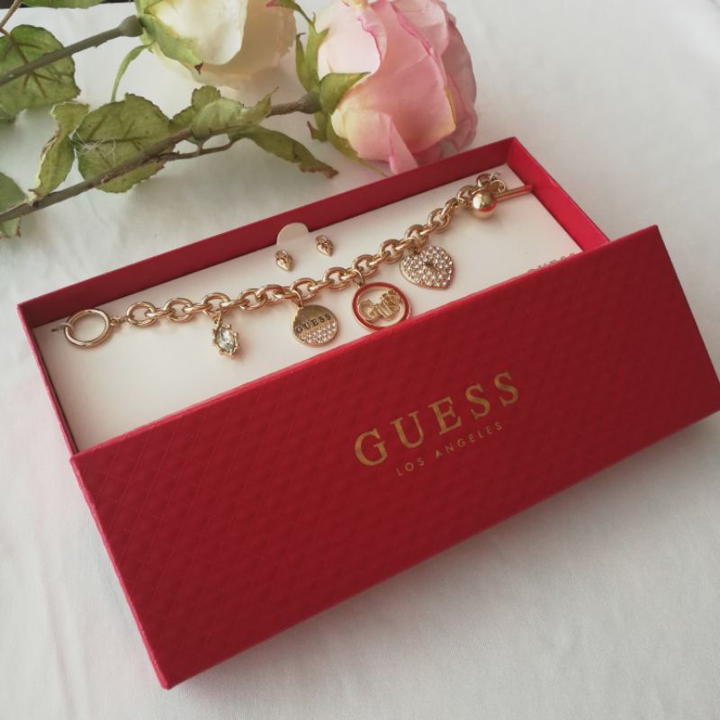 Guess charm bracelet and earring clearance set