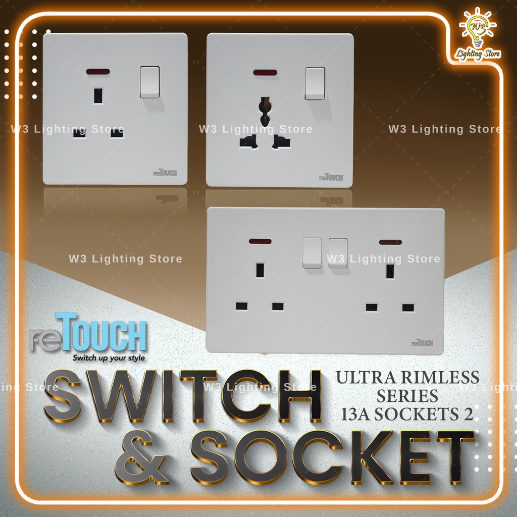 [WHITE] reTouch Ultra Rimless Series Switch & Socket [SIRIM] [1/2 ...