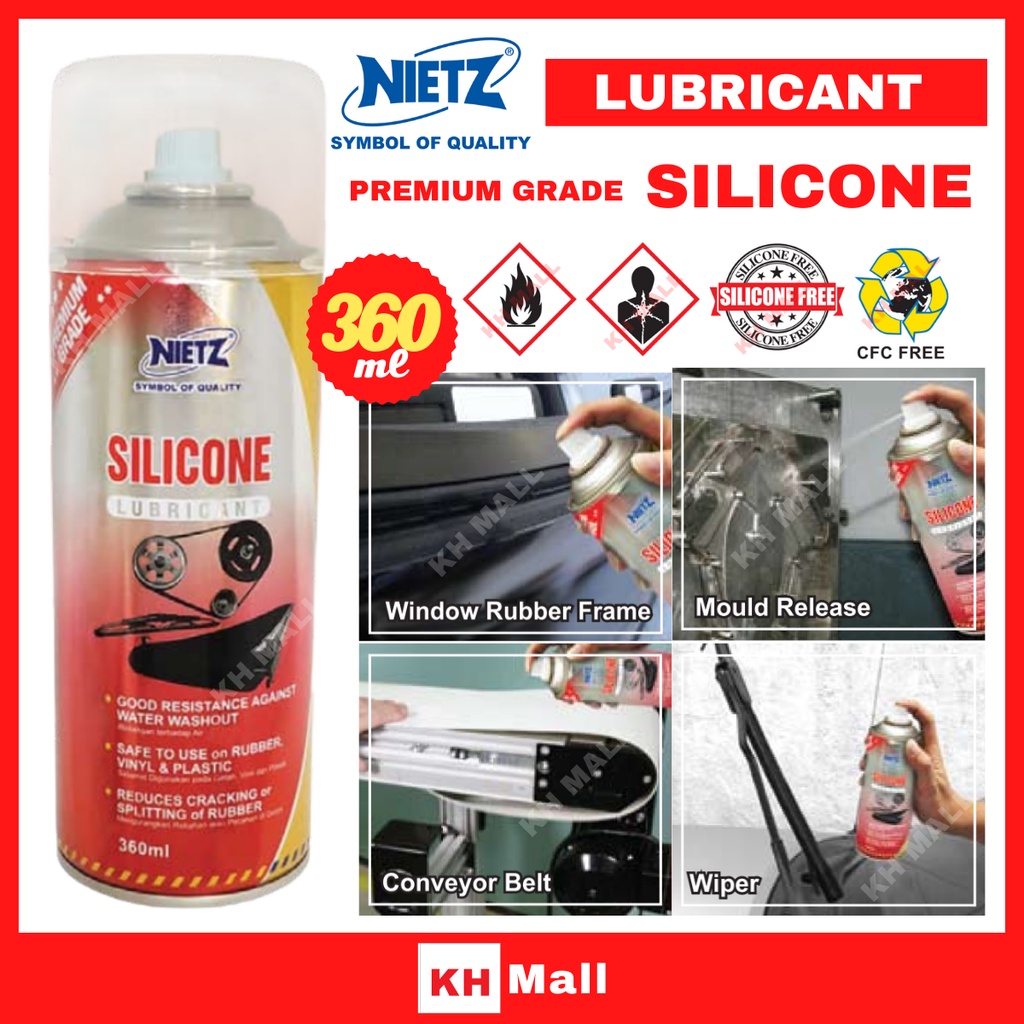[Ready Stock] NIETZ Silicone Lubricant Spray 360ML for Rubber, Vinyl
