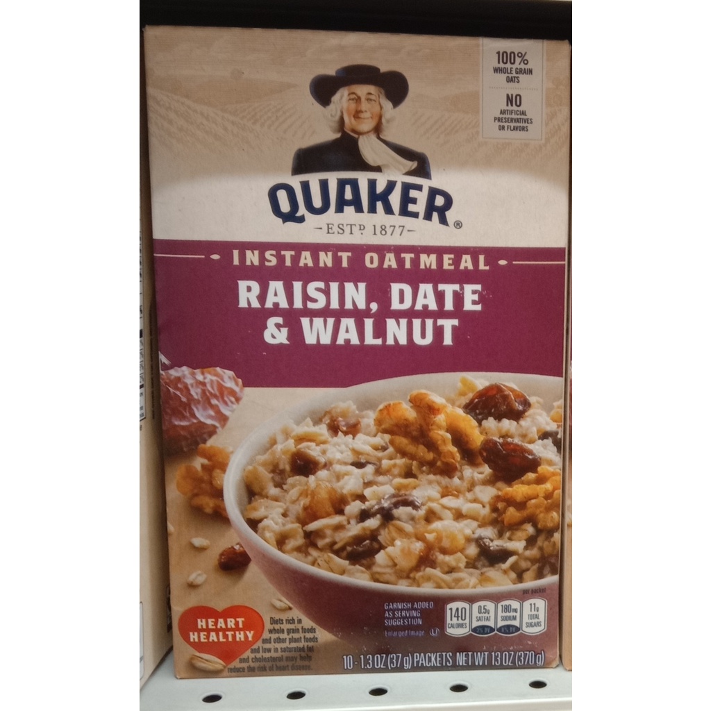 Quaker Instant Oatmeal Raisin, Date &Walnut 370g(USA) | Shopee Malaysia