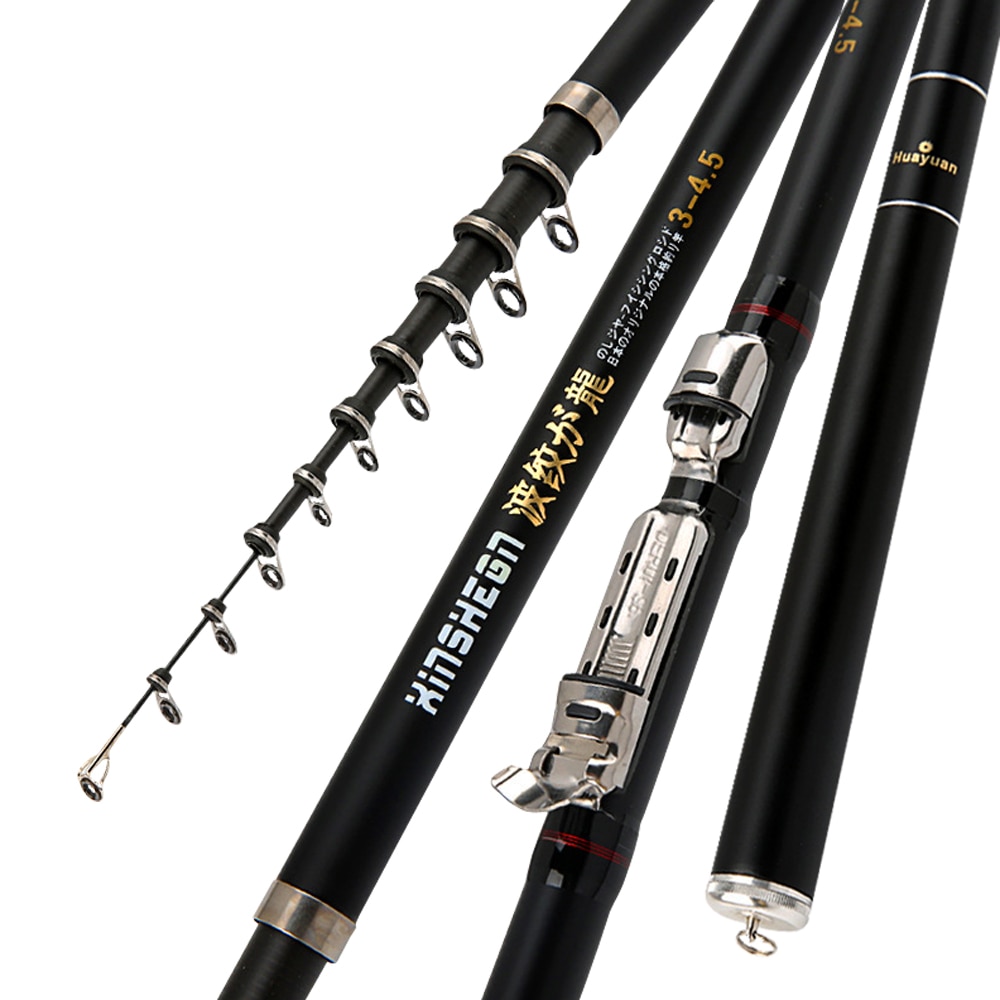 Carbon Fiber 2.4M-6.3M Rock Fishing Rod Telescopic Portable Travel ...