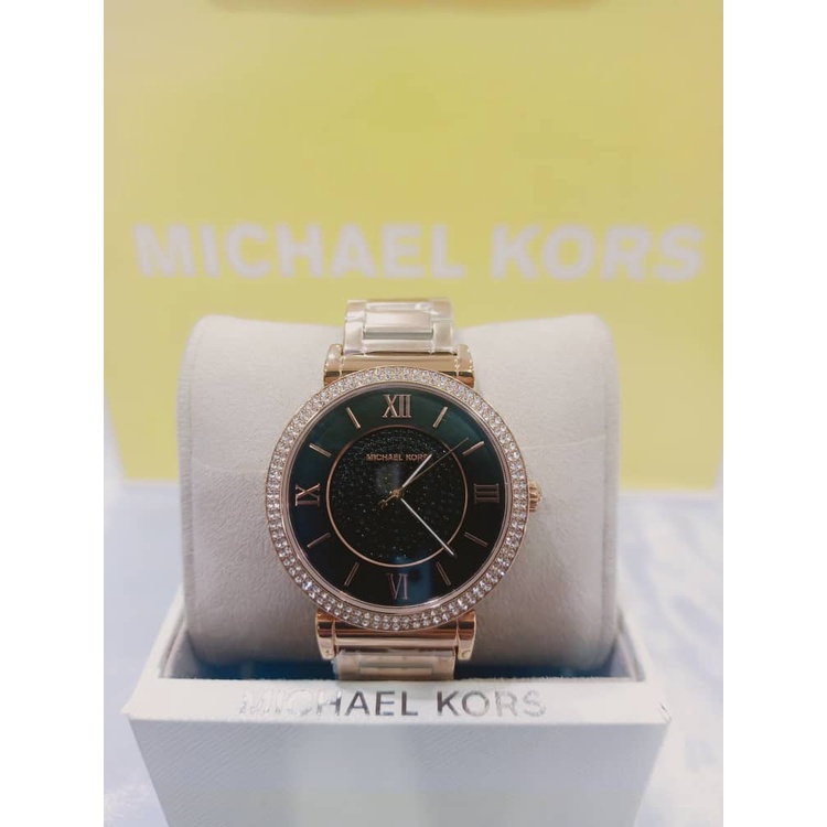 Michael kors rose gold watch with hot sale swarovski crystals