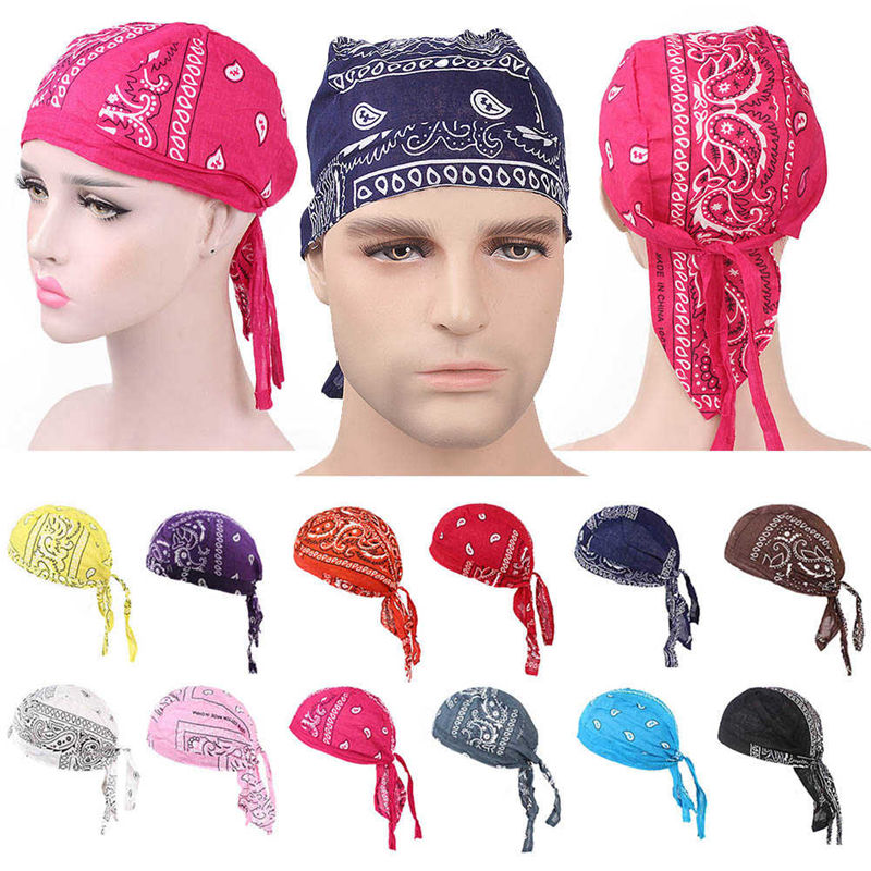 Durag Bandana Sports Du Rag Scarf Head Rap Tie Down Band Biker Bandana