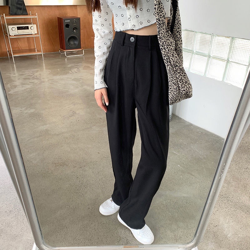 Wide leg pants women 2023 new high-waisted suit pants slightly drooping feeling