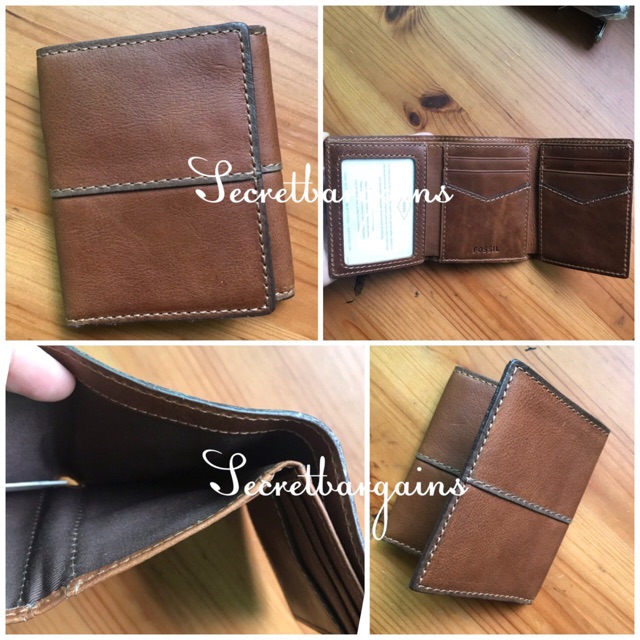 Fossil Ethan Trifold Wallet Medium Brown Shopee Malaysia