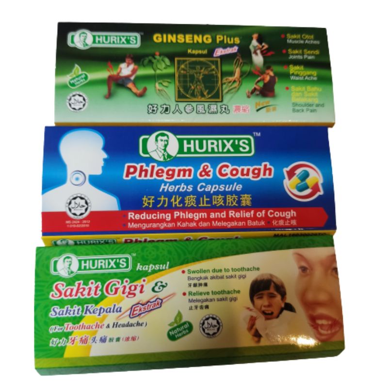 【Hurix's Series】 Ginseng Plus capsule(6's)/ Toothache and Headache