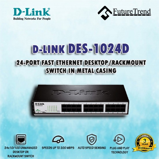 D-Link DES-1024D 24-Port Fast Ethernet Desktop/Rackmount Switch In ...