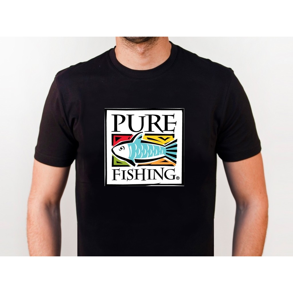 T-Shirt Pure Fishing Black 1 100% Cotton Roundneck Lengan Pendek