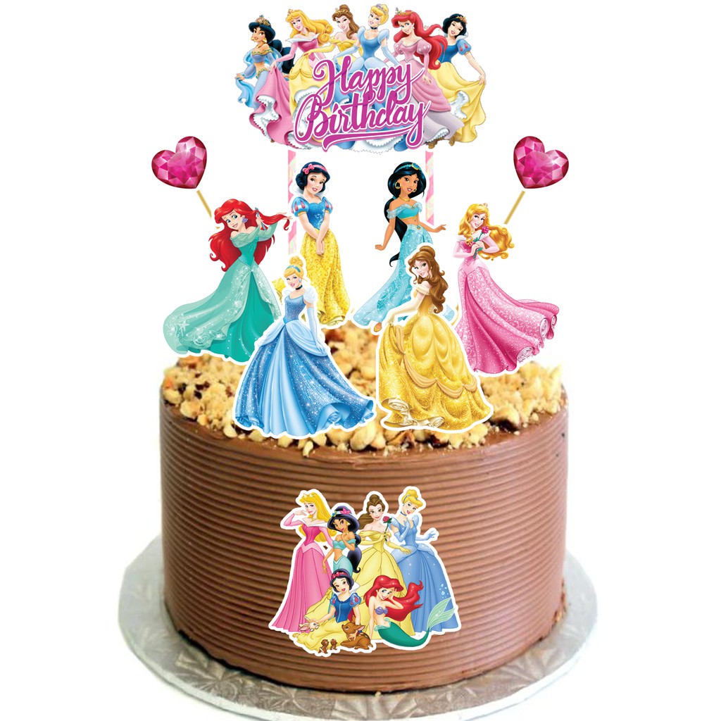 DISNEY PRINCESS THEME Cake Topper Ariel Mermaid Belle Beauty and beast ...