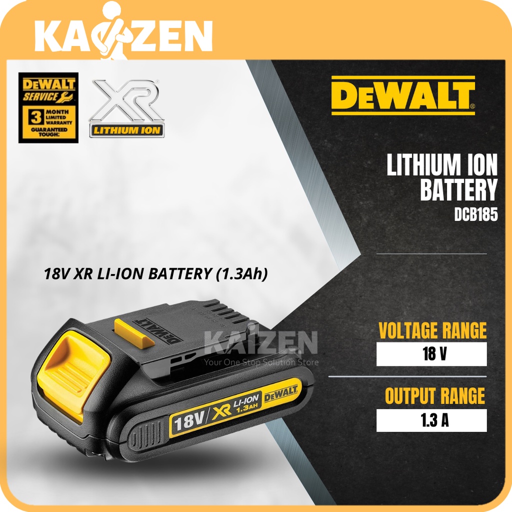 DEWALT DCB185 18V 1.3Ah XR Lithium-ion Battery | Shopee Malaysia