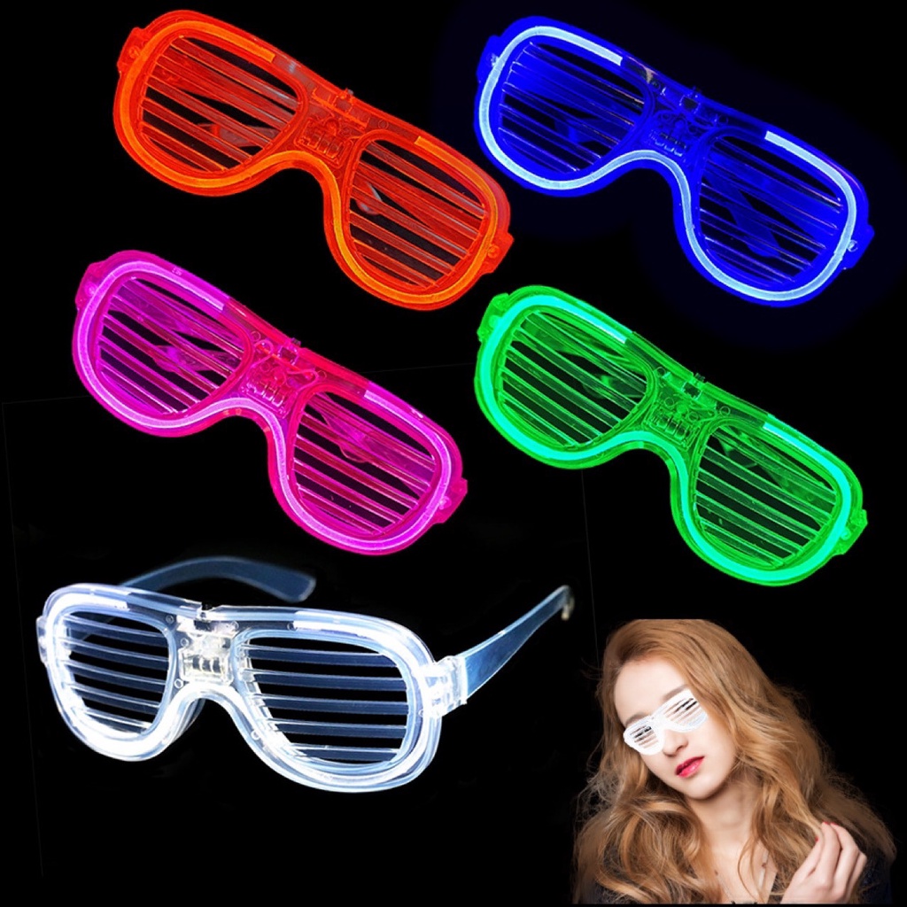 Kids LED Glasses Sunglasses Adult Light Up Decoration Birthday Party  Wedding Women Glow Blinds Shutter Neon Flash Carnival Popular New Trendy